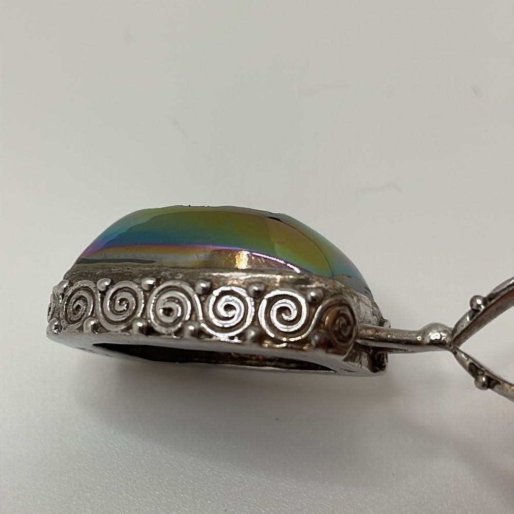 Iridescent Druzy 925 Sterling Silver Pendant - Picture 5 of 9
